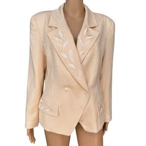 Episode by Carolyn Wight Freeman vintage 100% wool ivory embroidered blazer 6